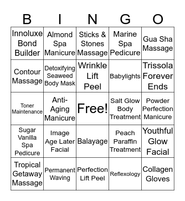 Salon & Spa Bingo  Bingo Card