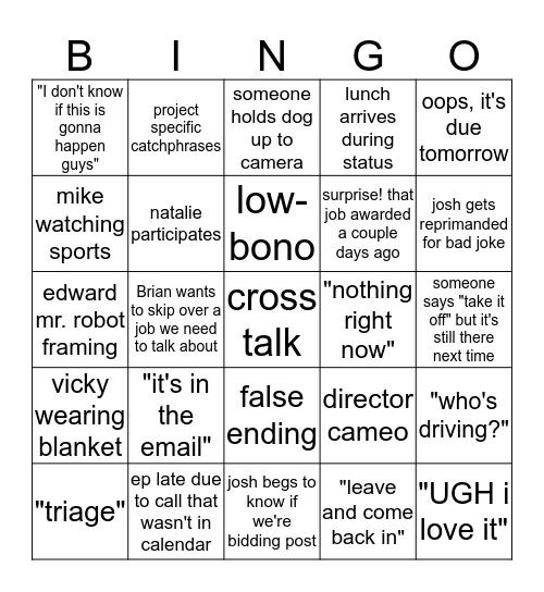 Status Bingo Card