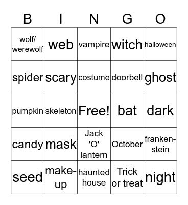 Halloween Bingo Card