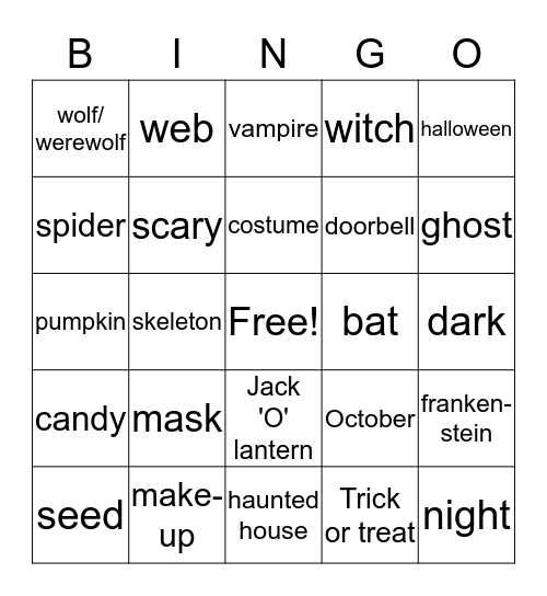 Halloween Bingo Card