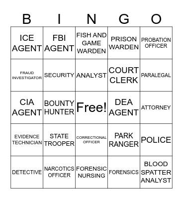 Careers in Law Enforcement Bingo Card