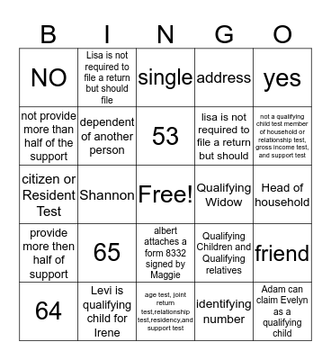 Chapter 1&2 Bingo Card