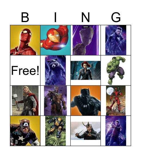 Marvel Bingo Card