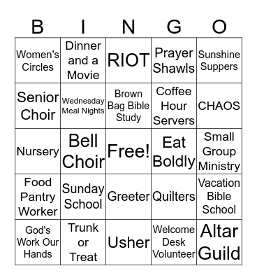 OSLC Ministry Bingo Card