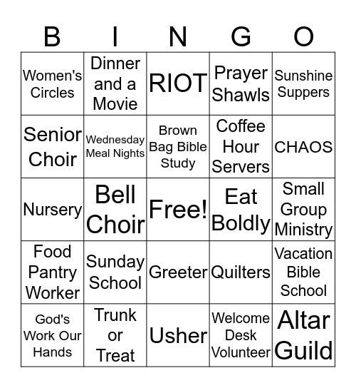 OSLC Ministry Bingo Card