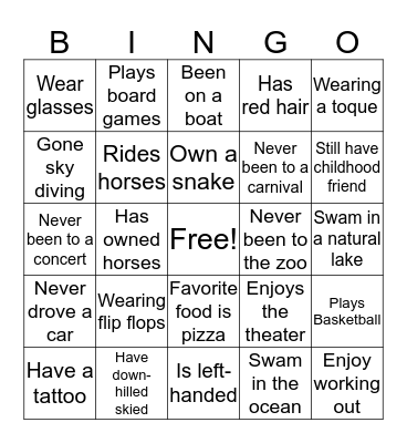 ICE BREAKER  Bingo Card