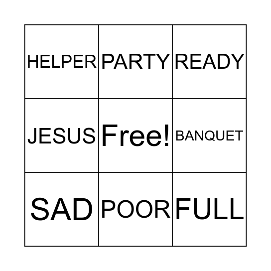 Banquet Bingo Card