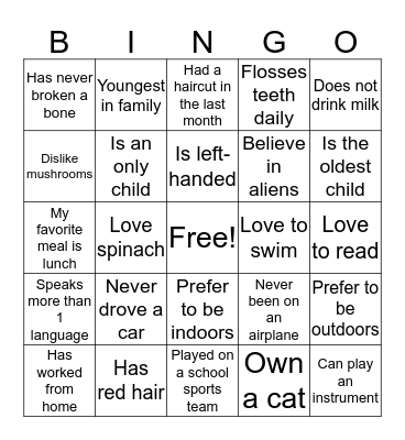 ICE BREAKER  Bingo Card