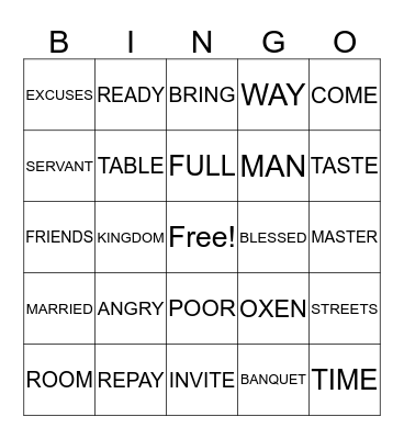 Banquet Bingo Card