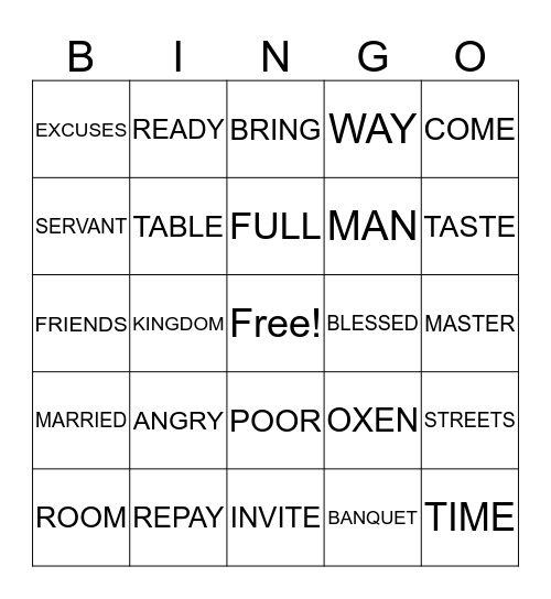 Banquet Bingo Card