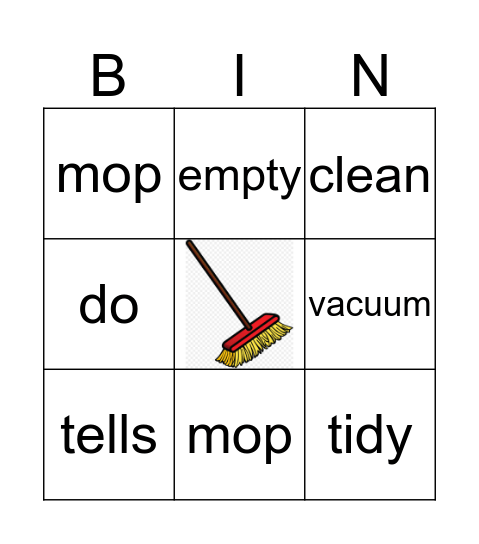 Cleaning Bingo Card