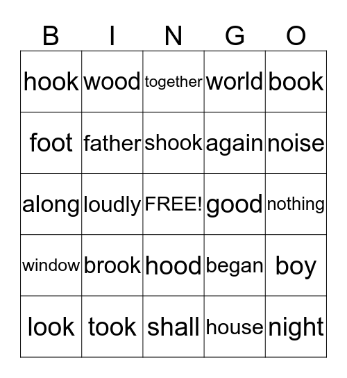 Vocabulary & Spelling Bingo Card