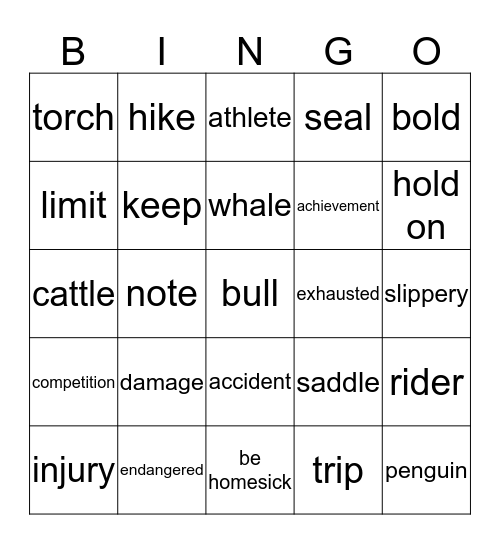 Chapter 2  Bingo Card