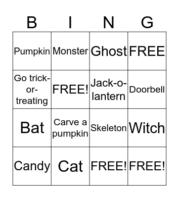 Halloween Bingo Card