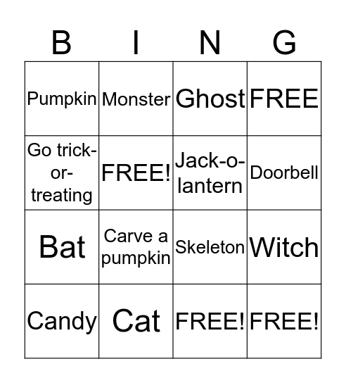 Halloween Bingo Card