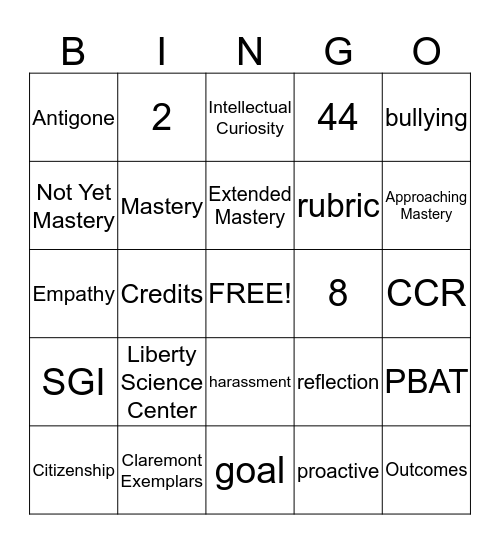 CCR BINGO #1 Bingo Card