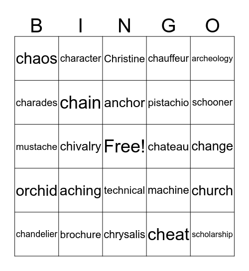 ch Bingo Card