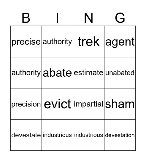Wordly Wise Lesson 1 Bingo Card