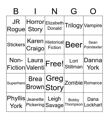 Grown Up Book Fair Bingo Card