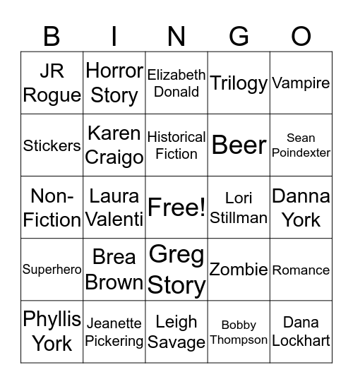 Grown Up Book Fair Bingo Card