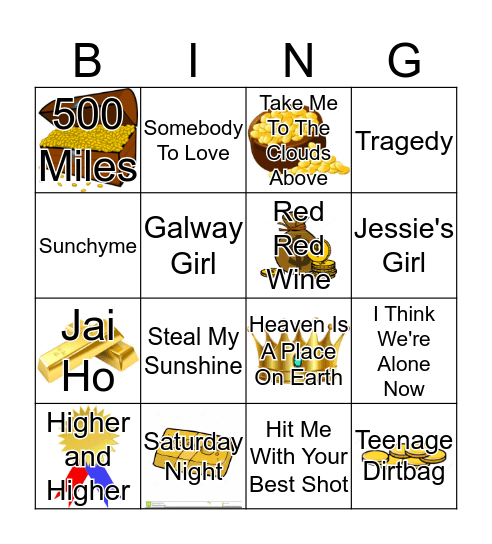 Musical Bingo Golden Card Bingo Card