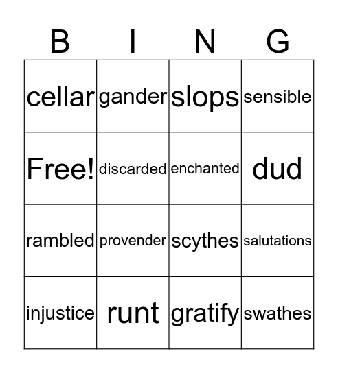 Charlotte's Web Bingo Card