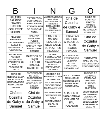 CHÁ DE COZINHA DE GABY E SAMUEL Bingo Card