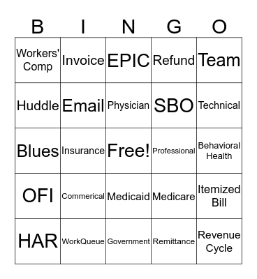 Patient Accounting Week Bingo Card