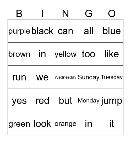 Jackson Bingo Card
