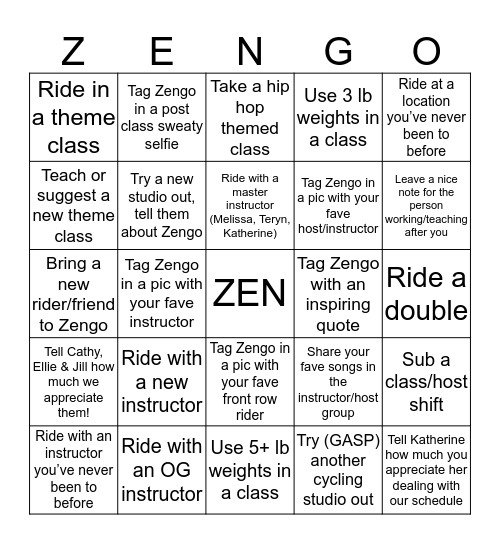 ZENGO Bingo Card
