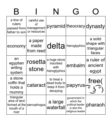 egiption bongo bored Bingo Card