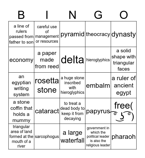 egiption bongo bored Bingo Card