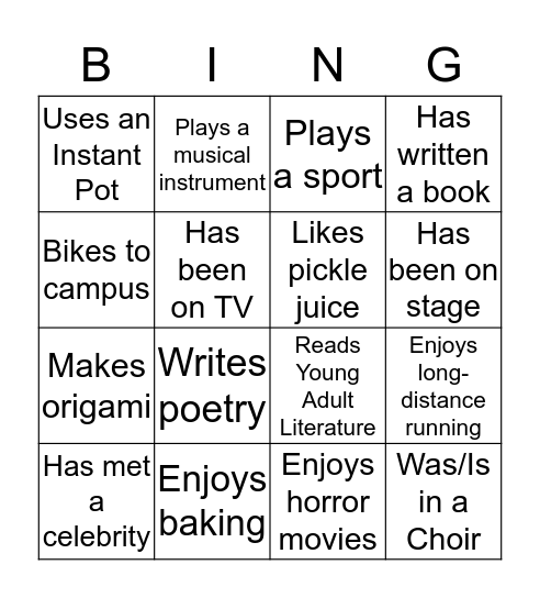 Community Building  Bingo Card