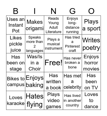 Community Building Bingo Card