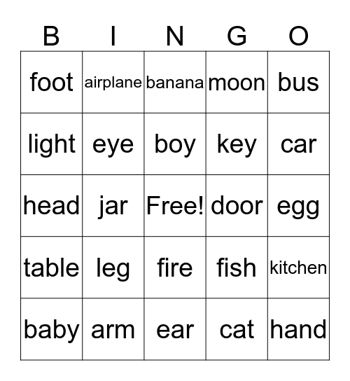 WORDS WE KNOW A to Q Bingo Card
