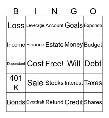 Financial BINGO Card