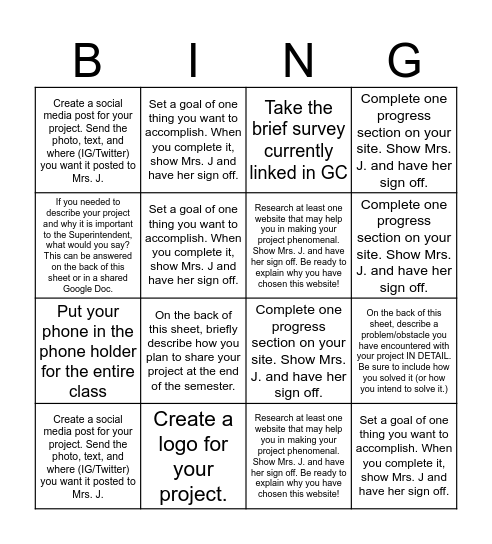 GH Bingo  Bingo Card
