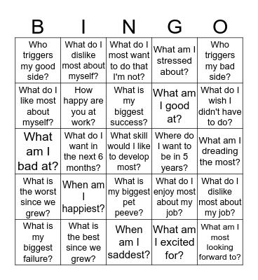 What Makes Us Tick? Bingo Card