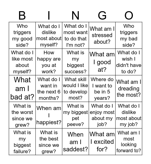 What Makes Us Tick? Bingo Card