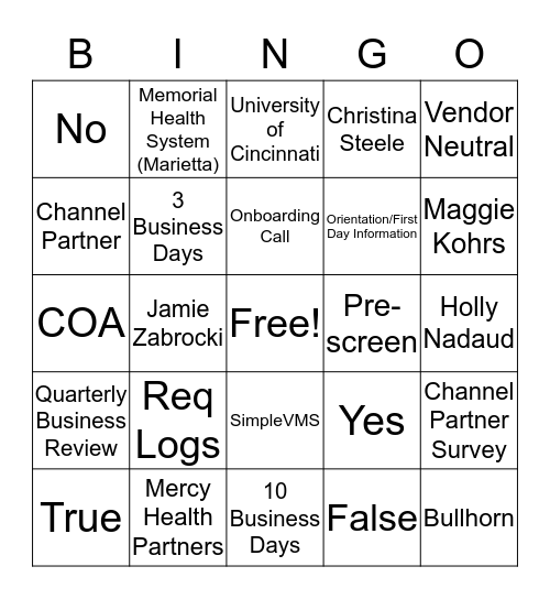 ProLink MSP Bingo Card