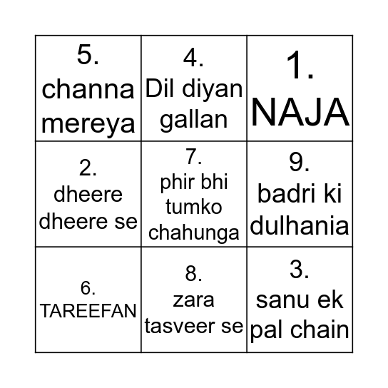 DIWALI MUSICAL TAMBOLA Bingo Card