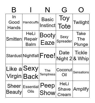 Pure Romance BINGO Card