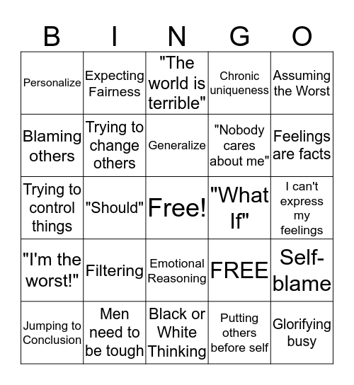 CBT Bingo Card