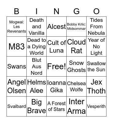Roadburn 2020 Wishlist Bingo Card