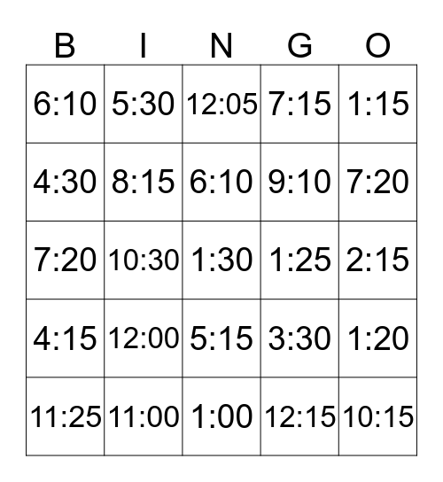La hora en español (Parte 1) Bingo Card