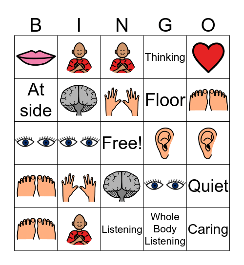 Whole Body Listening Bingo Card