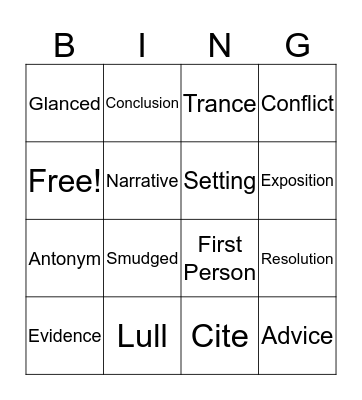 Vocabulary Bingo Card