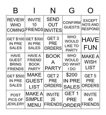 BLING BINGO Card