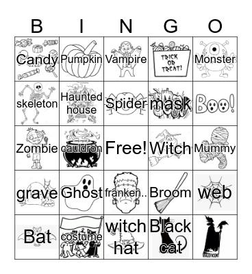 Coloring Halloween Bingo Game Bingo Card