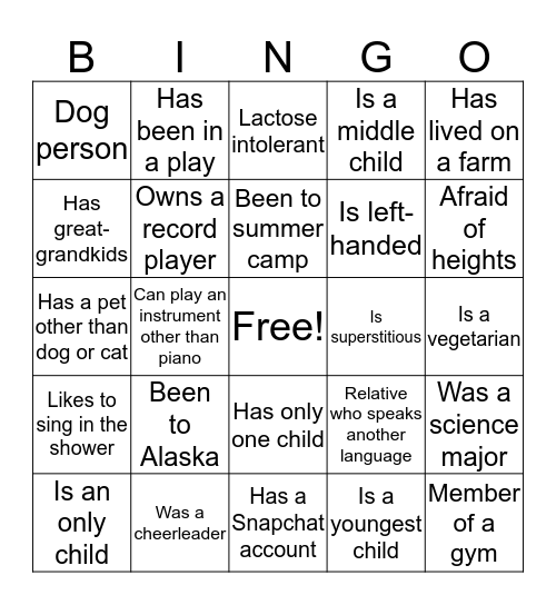 Mixer Bingo! - 5 Bingo Card